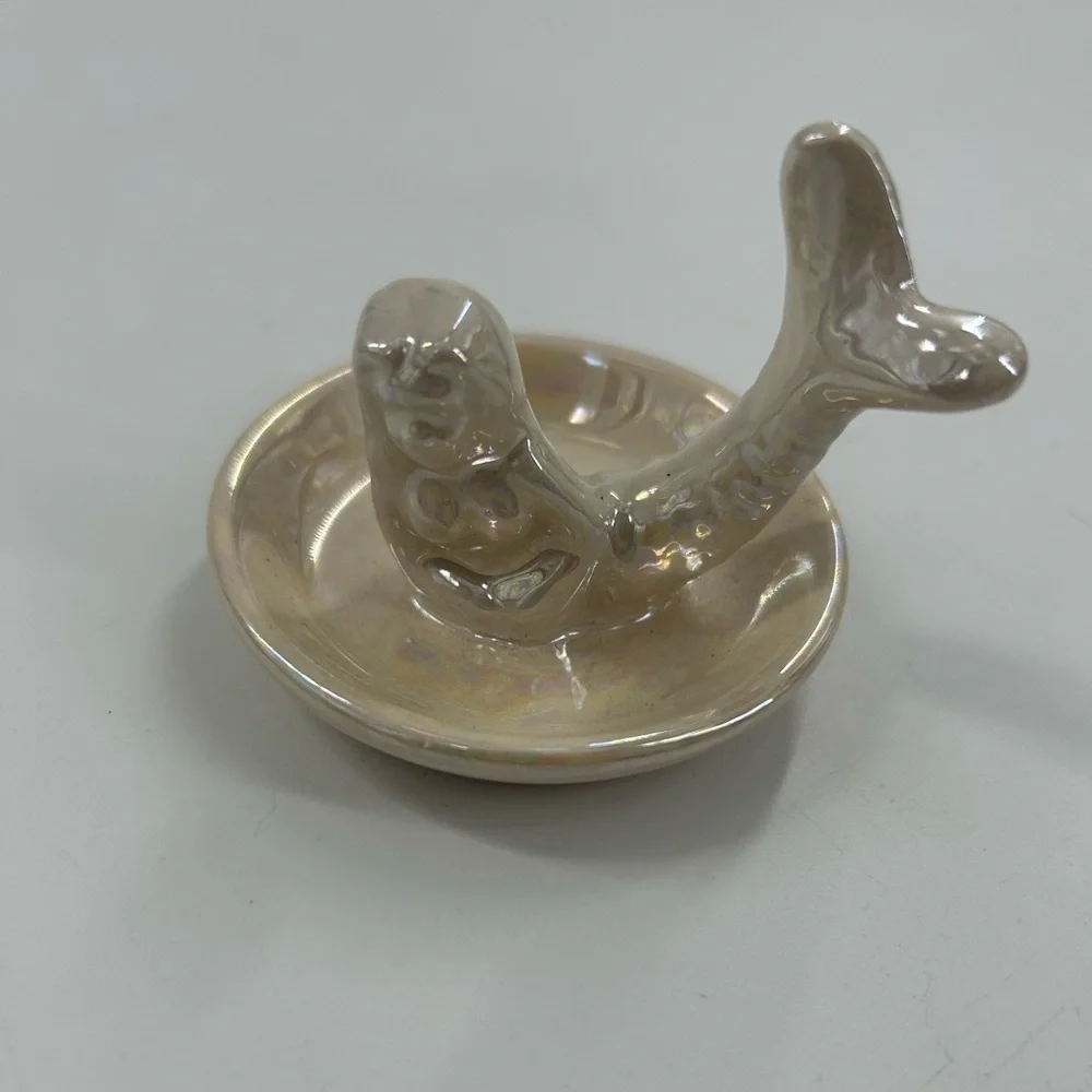 Ceramic ring or trinket dish featuring a mermaid
